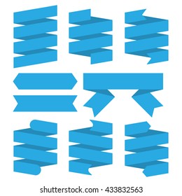 Light Blue flat ribbon set on isolated background for promotion