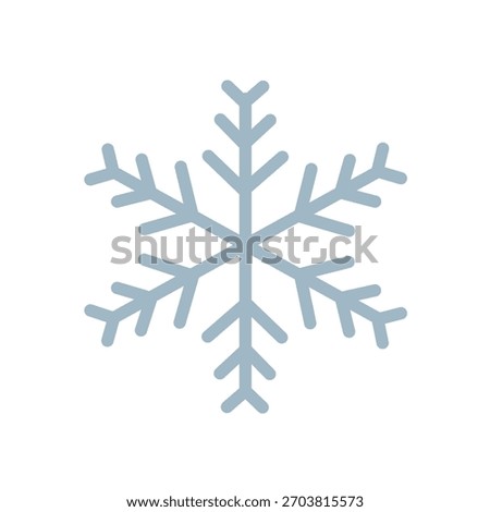 Light Blue Flat Snowflake Icon. Christmas Snowflake Pattern. Decorative Winter Snowflake.