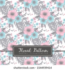 Light blue floral background seamless pattern