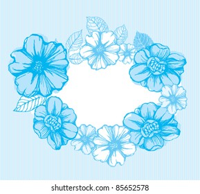 Light blue floral frame romantic flower background