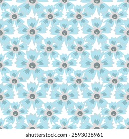 Light Blue Floral Pattern, Blue Flower Seamless Background, Delicate Flower Design, Floral Pattern with Light Blue Flowers, Light Blue Flower on White Background