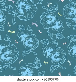 Light blue floral seamless pattern
