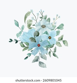 light blue floral watercolor bouquet