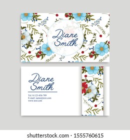 Light blue flower business cards