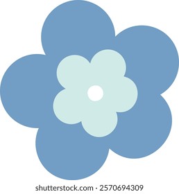 Light blue flower featuring rounded petals and a light green center, set against a crisp white background, creating a charming and simple digital illustration of nature s beauty