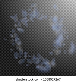 Light blue flower petals falling down. Exceptional romantic flowers vignette. Flying petal on transparent square background. Love, romance concept. Curious wedding invitation.