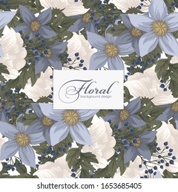 Fondo transparente de flores azules