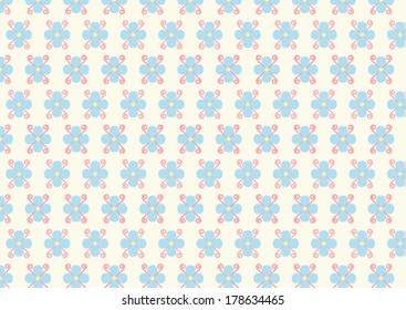 Light blue flower and soft pink spiral on pastel color. Sweet flower style