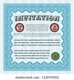 Light blue Formal invitation. Artistry design. Customizable, Easy to edit and change colors. With quality background. 