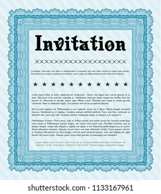 Light blue Formal invitation. With background. Detailed. Artistry design. 