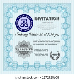Light blue Formal invitation. With background. Customizable, Easy to edit and change colors. Perfect design. 