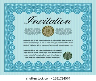 Light blue Formal invitation. With background. Nice design. Detailed. 