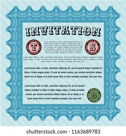 Light blue Formal invitation. Beauty design. Customizable, Easy to edit and change colors. With complex linear background. 