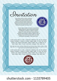 Light blue Formal invitation. With complex background. Sophisticated design. Customizable, Easy to edit and change colors. 