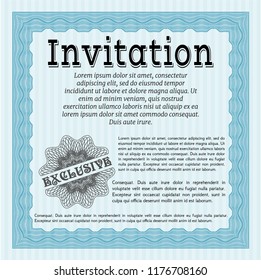 Light blue Formal invitation. Complex background. Customizable, Easy to edit and change colors. Sophisticated design. 
