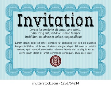 Light blue Formal invitation. Complex background. Superior design. Customizable, Easy to edit and change colors. 