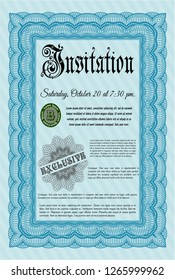 Light blue Formal invitation. With complex linear background. Beauty design. Customizable, Easy to edit and change colors. 