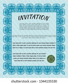 Light blue Formal invitation. Complex background. Perfect design. Customizable, Easy to edit and change colors. 