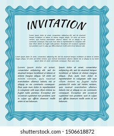 Light blue Formal invitation. Complex background. Vector illustration. Perfect design. 