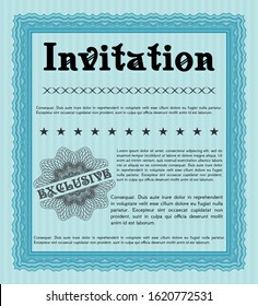 Light blue Formal invitation. Complex background. Money design. Customizable, Easy to edit and change colors. 