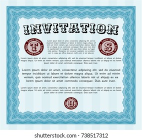 Light blue Formal invitation. Complex background. Vector illustration. Nice design. 