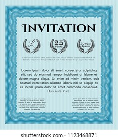 Light blue Formal invitation. Customizable, Easy to edit and change colors. With complex linear background. Modern design. 