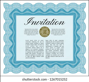 Light blue Formal invitation. Customizable, Easy to edit and change colors. With complex background. Good design. 