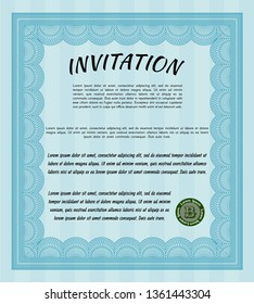 Light blue Formal invitation. Customizable, Easy to edit and change colors. With linear background. Nice design. 