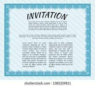 Light blue Formal invitation. Customizable, Easy to edit and change colors. With complex linear background. Nice design. 