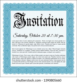 Light blue Formal invitation. Customizable, Easy to edit and change colors. Complex background. Excellent design. 