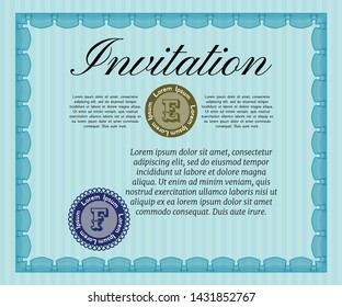 Light blue Formal invitation. Customizable, Easy to edit and change colors. With background. Artistry design. 