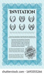 Light blue Formal invitation. Customizable, Easy to edit and change colors. Complex background. Lovely design. 