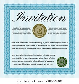 Light blue Formal invitation. Customizable, Easy to edit and change colors. With background. Modern design. 