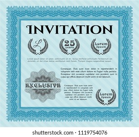 Light blue Formal invitation. Detailed. With background. Modern design. 