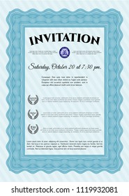 Light blue Formal invitation. Detailed. With background. Beauty design. 