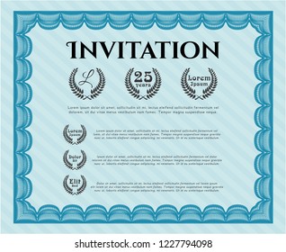 Light blue Formal invitation. Detailed. With background. Beauty design. 