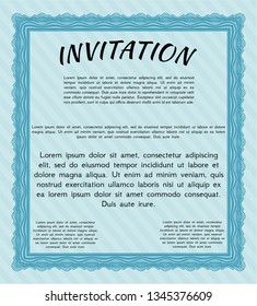 Light blue Formal invitation. Easy to print. Detailed. Excellent design. 