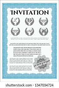 Light blue Formal invitation. Easy to print. Detailed. Lovely design. 