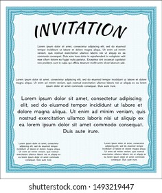 Light blue Formal invitation. Elegant design. With quality background. Detailed. 