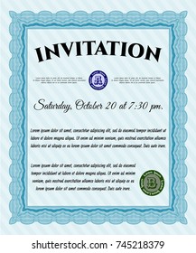 Light blue Formal invitation. Elegant design. Customizable, Easy to edit and change colors. Complex background. 