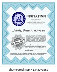 Light blue Formal invitation. Excellent design. With complex background. Customizable, Easy to edit and change colors. 