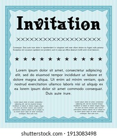 Light Blue Formal Invitation. Excellent Design. Printer Friendly. Vector Illustration. 