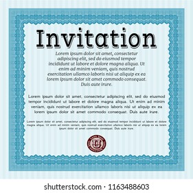 Light blue Formal invitation. With guilloche pattern. Customizable, Easy to edit and change colors. Perfect design. 