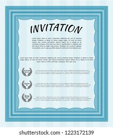 Light blue Formal invitation. With linear background. Detailed. Nice design. 