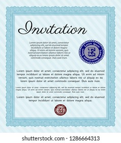 Light blue Formal invitation. With linear background. Lovely design. Customizable, Easy to edit and change colors. 