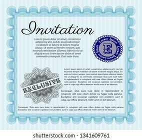 Light blue Formal invitation. With linear background. Customizable, Easy to edit and change colors. Excellent design. 