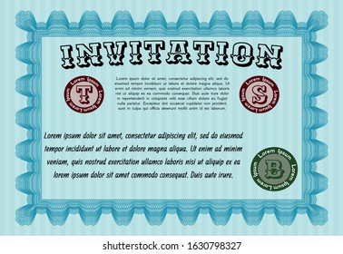 Light blue Formal invitation. With linear background. Customizable, Easy to edit and change colors. Good design. 