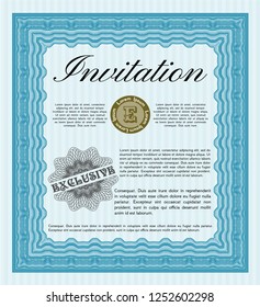Light blue Formal invitation. Modern design. Vector illustration. With quality background. 