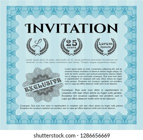 Light blue Formal invitation. Money Pattern. Vector illustration. With guilloche pattern. 