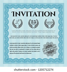 Light blue Formal invitation. Nice design. Detailed. With background. 